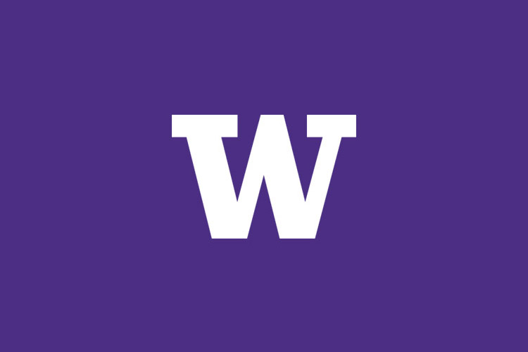 UW logo on purple background
