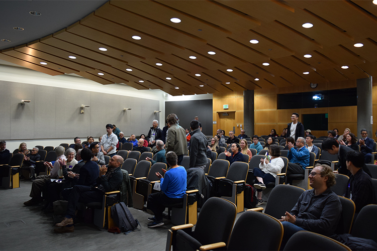 An audience in an auditorium
