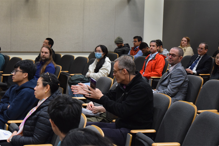 An audience in an auditorium